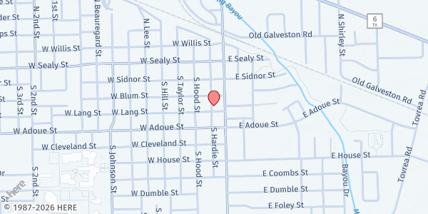 Map showing Grace Episcopal Church at 112 W Lang St, Alvin, TX