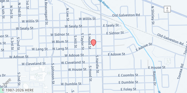 Map showing Grace Episcopal Church at 200 W. Lang St., Alvin, TX