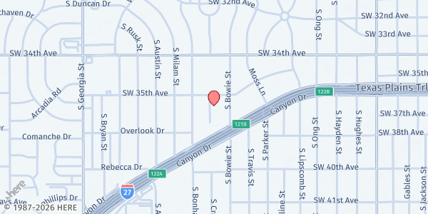 Map showing Beautiful Savior Lutheran Church at 3500 Bowie St., Amarillo, TX