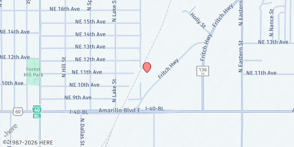 Map showing Betheseda Outreach at 1101 Fritch Hwy, Amarillo, TX
