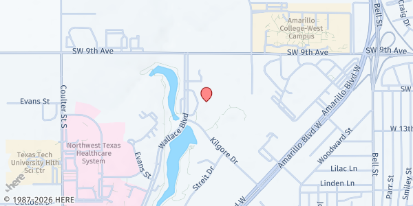 Map showing Cenikor Foundation at 1001 Wallace Blvd, Amarillo, TX