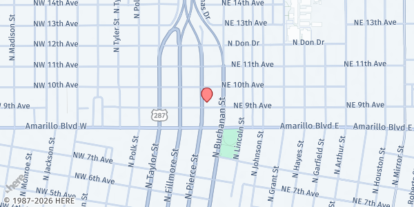 Map showing Christian Lighthouse Center at 900 N Pierce, Amarillo, TX