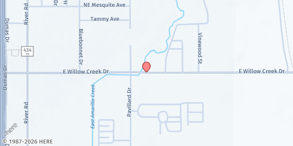Map showing Compassion's Gate at 508 E Willowcreek, Amarillo, TX