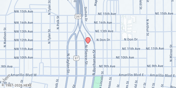 Map showing Cornerstone Outreach-Amarillo at 1111 N Buchanan St, Amarillo, TX