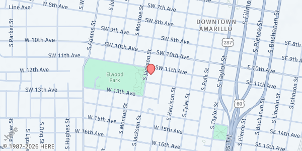 Map showing DWC Gratitude House at 1101 S Jackson, Amarillo, TX