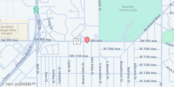 Map showing Freedom Baptist Church at 900 Alta Vista St, Amarillo, TX