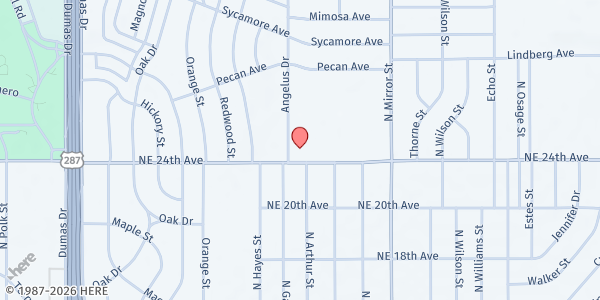 Map showing New Light Ministries at 1001 NE 24th Ave, Amarillo, TX