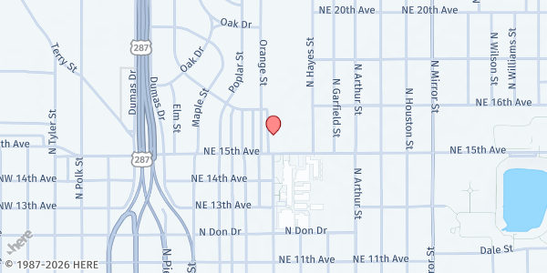 Map showing North Amarillo Church of Christ at 4500 Wesley Rd., Amarillo, TX