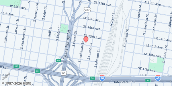 Map showing Perkins Community Center at 1515 S Buchanan St, Amarillo, TX