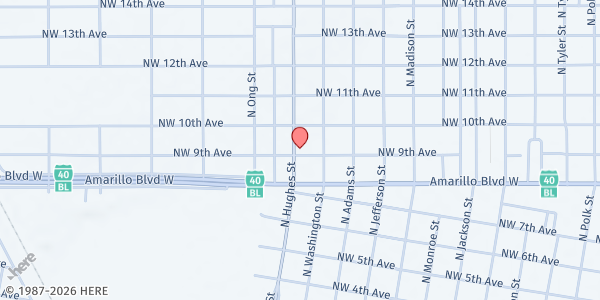 Map showing Services of Hope Amarillo at 900 N Hughes, Amarillo, TX