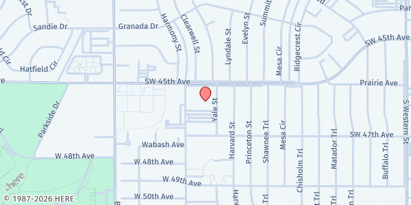 Map showing Southwest Church of Christ at 4515 Cornell St, Amarillo, TX