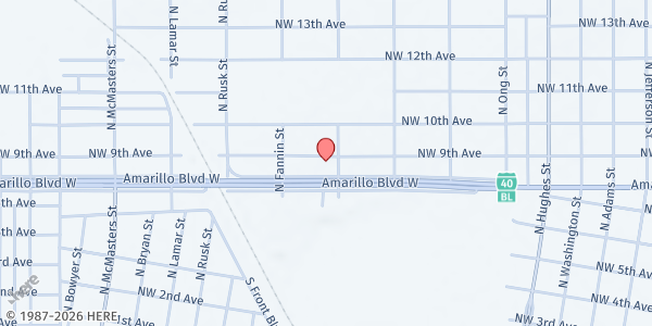 Map showing Temple of Praise at 1900 W. Amarillo Blvd., Amarillo, TX