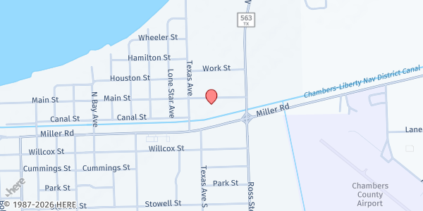 Map showing Lily of the Valley COGIC at 1222 Main St., Anahuac, TX