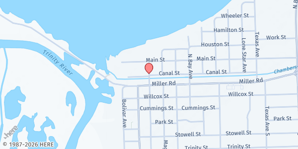 Map showing Mid Chambers Christian Caring Center at 1120 N Main St, Anahuac, TX