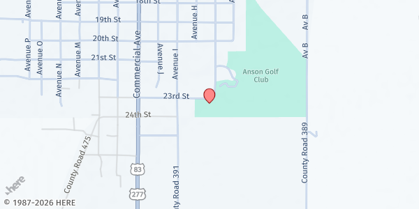 Map showing Love & Care Ministries (Anson Campus) at 731 23rd St., Anson, TX