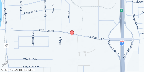 Map showing Village of Vinton Food Pantry at 436 Vinton Rd., Anthony, TX