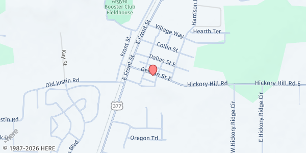 Map showing Argyle Food Bank at 414 Highway 377 S, Argyle, TX