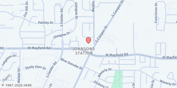 Map showing Advent Lutheran Church at 3232 S. Cooper St., Arlington, TX