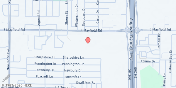 Map showing Arlington Acts of Kindness at 2350 E Mayfield Rd., Arlington, TX