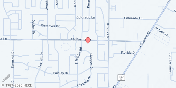 Map showing Arlington Charities MP at 1500 California Ln., Arlington, TX