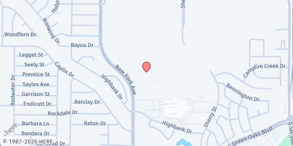 Map showing Household of Faith at 5001 New York Ave., Arlington, TX