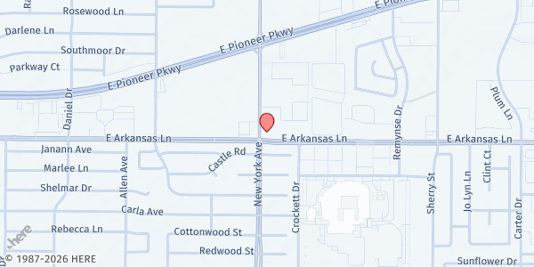 Map showing Just a Queen with Goals Empowering Women at 1901 E Arkansas Ln., Arlington, TX