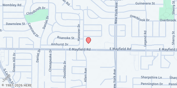 Map showing Mayfield Road Baptist Church Mobile at 1701 Mayfield Road Baptist Church, Arlington, TX