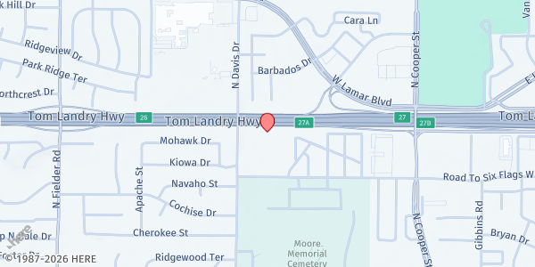 Map showing No. Davis COC - Hearts & Hands at 1601 N. Davis Dr., Arlington, TX