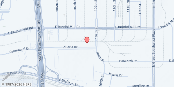 Map showing RCCG Holy Ghost Zone - Arlington at 2921 Galleria Dr., Arlington, TX