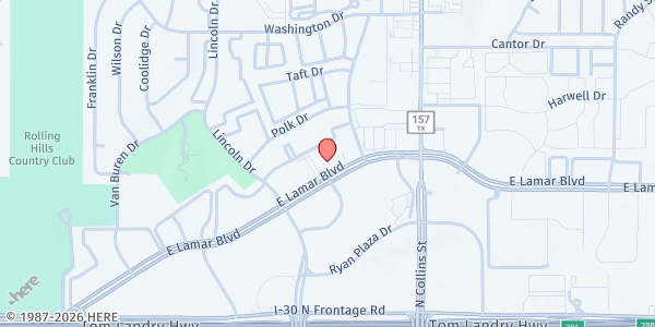 Map showing Shepherd's Pantry - Shepherd of Life Ministry Offices at 715 E Lamar Blvd, Arlington, TX