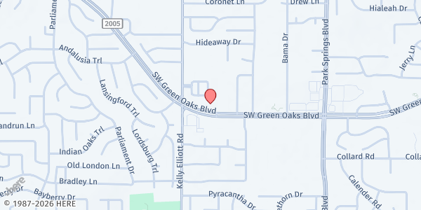Map showing Simple Beginnings, Inc. at 4141 GreenOaks Dr., Arlington, TX