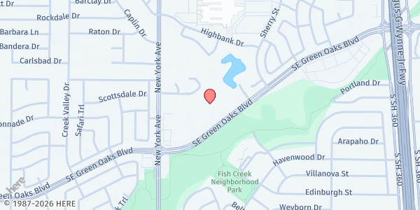 Map showing St. Andrew's UMC at 2045 Green Oaks Blvd., Arlington, TX