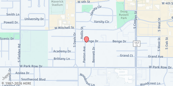 Map showing St. Maria Goretti Catholic Church at 1301 Paxton Ave., Arlington, TX