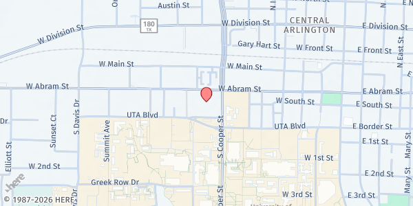 Map showing The Salvation Army - Arlington at 712 W. Abram St., Arlington, TX