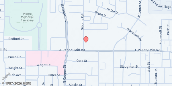 Map showing Water from the Rock at 402 N L Robinson Dr., Arlington, TX