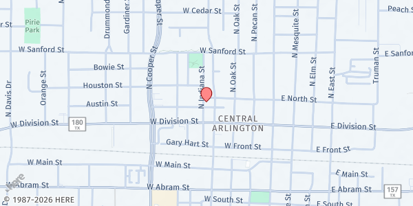 Map showing Water from the Rock at 402 N. L. Robinson, Arlington, TX