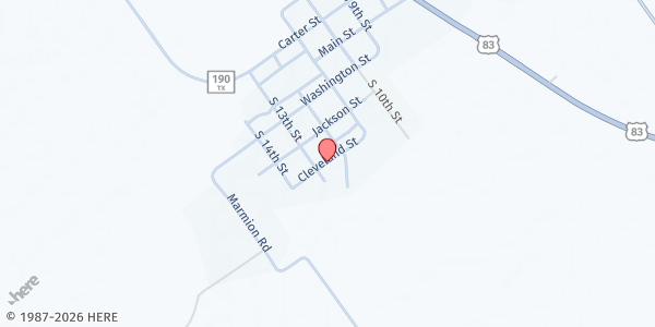 Map showing Dimmit County Food Pantry - Asherton at 1372 Cleveland St, Asherton, TX