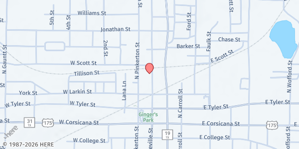 Map showing Athens Soup Kitchen at 421 N. Prairieville St., Athens, TX