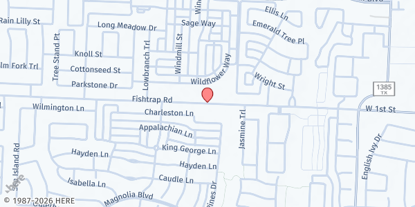 Map showing Grace Chapel at 14632 Fishtrap Rd., Aubrey, TX