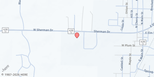 Map showing Hope Food and Clothing Ministry at 819 W Sherman Dr, Aubrey, TX