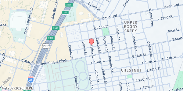 Map showing APH - Blackland Neighborhood Center at 2005 Salina St., Austin, TX