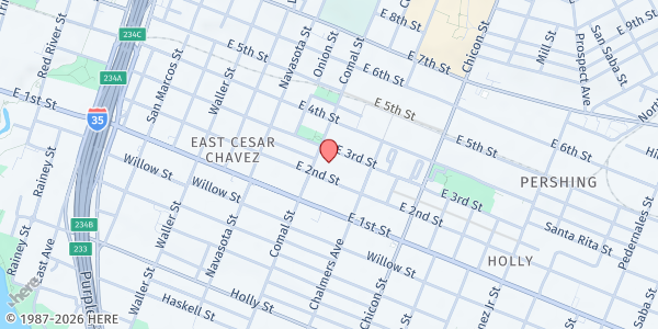 Map showing APH - East Austin Neighborhood Center at 211 Comal St., Austin, TX