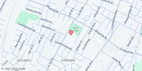 Map showing APH - South Austin Neighborhood Center at 2508 Durwood St., Austin, TX