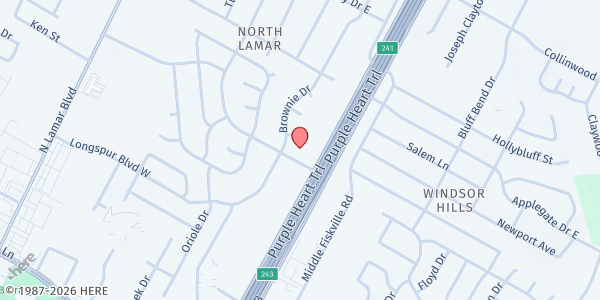 Map showing Austin Restoration Ministries at 10206 N. Interstate Hwy. 35 A, Austin, TX