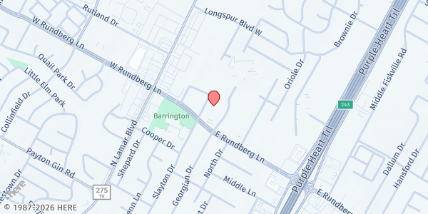 Map showing Austin Spanish SDA Church at 100 W. Rundberg Ln., Austin, TX