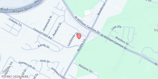 Map showing Bannockburn Baptist Church at 7100 Brodie Lane, Austin, TX