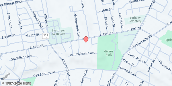 Map showing Bethany Christian Church Food Pantry at 3507 E. 12th St., Austin, TX