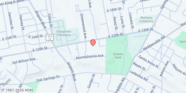 Map showing Bethany Faith Food Pantry at 3507 E 12th St., Austin, TX