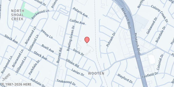 Map showing Burnet Middle School at 8401 Hathaway Drive, Austin, TX
