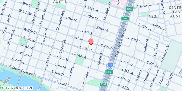 Map showing Caritas of Austin at 611 Neches St., Austin, TX